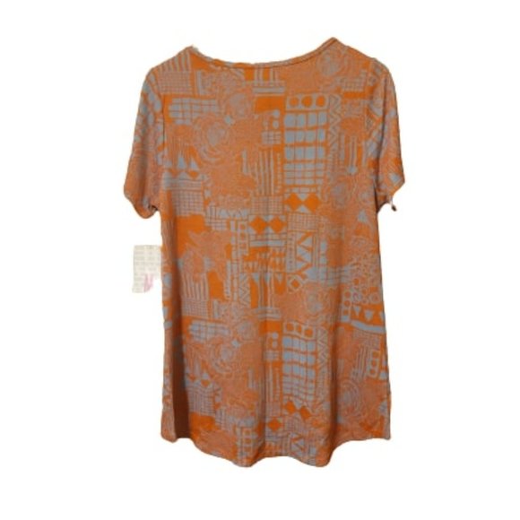 LuLaRoe Orange and Blue-Gray Abstract Pattern Classic T Shirt Size Large NWT - Picture 2 of 4